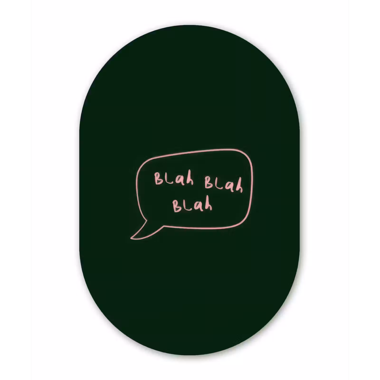 Muurovaal - Glas - Tekstwolkje - Donkergroen - BLAH BLAH BLAH — 1