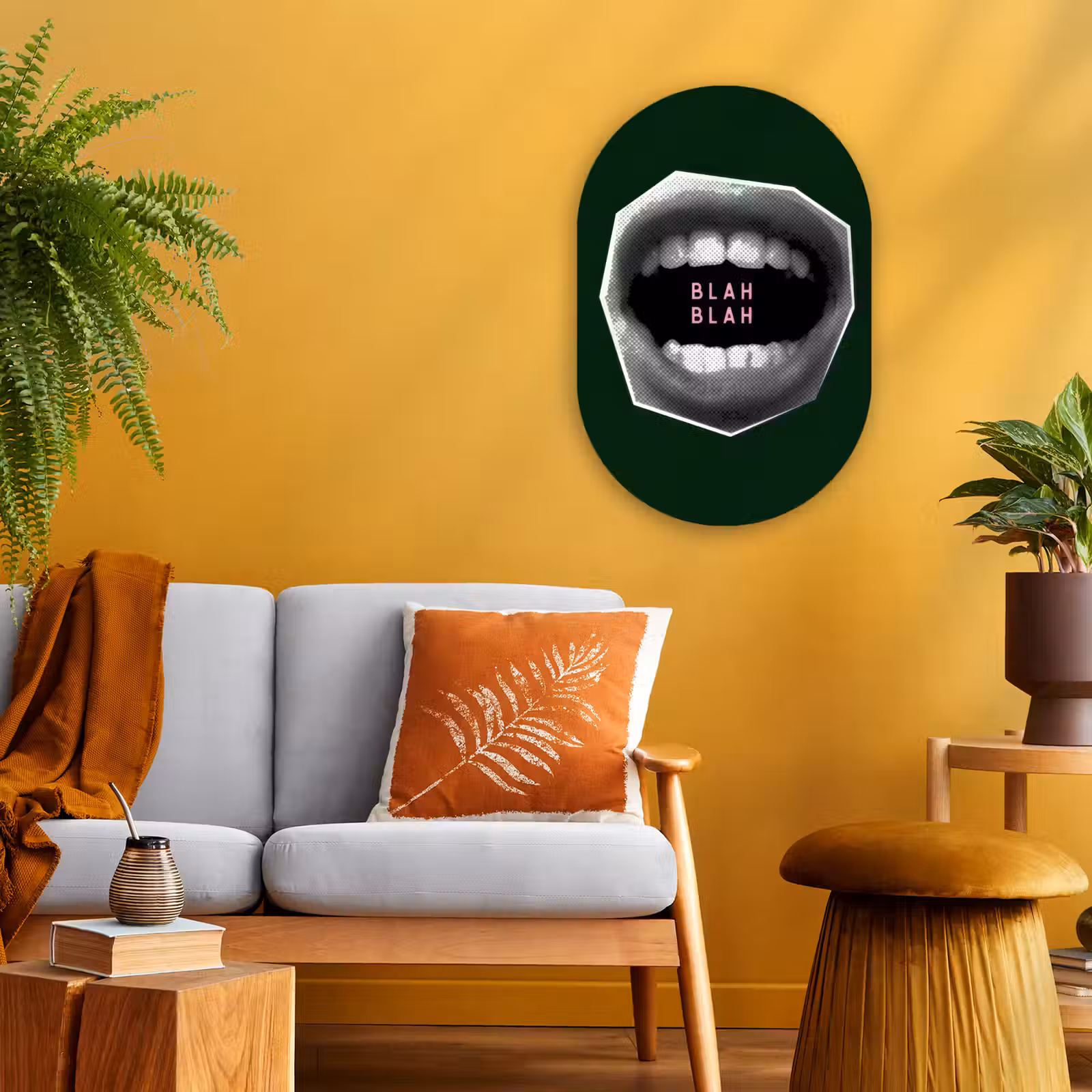 Muurovaal - Kunststof - Mond - Groen - Illustratie - BLAH BLAH — 1