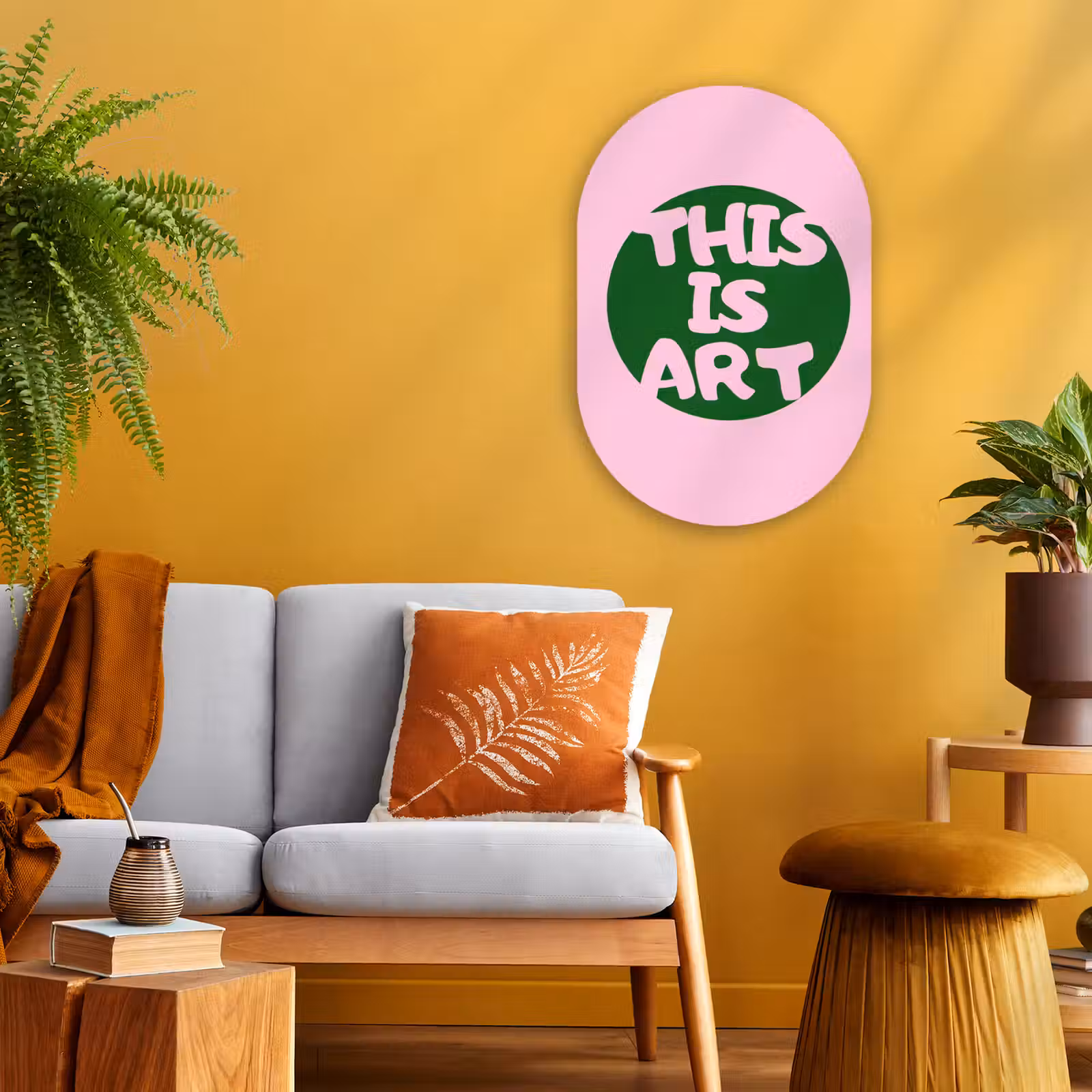 Muurovaal - Kunststof - This is art - Tekst - Cirkel - Groen — 1