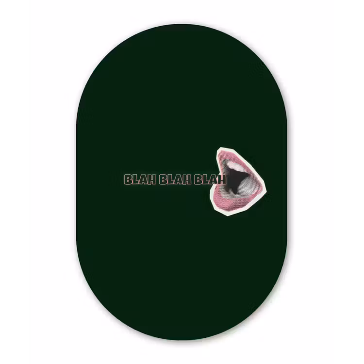 Muurovaal - Glas - BLAH BLAH BLAH - Mond - Groen — 1