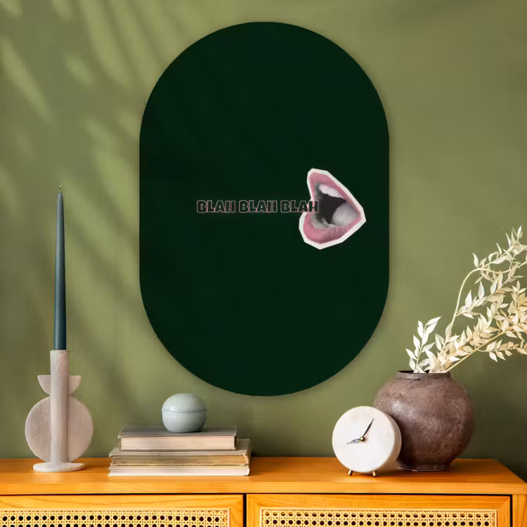 Muurovaal - Glas - BLAH BLAH BLAH - Mond - Groen — 2
