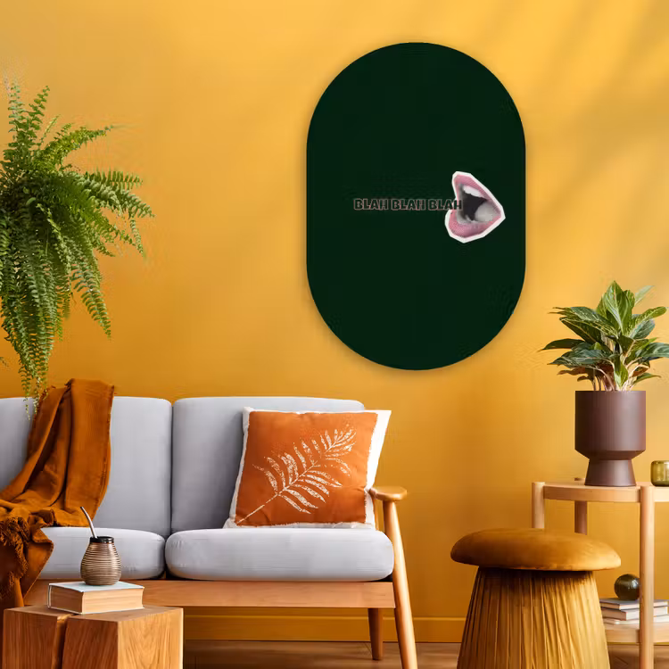 Muurovaal - Glas - BLAH BLAH BLAH - Mond - Groen — 3