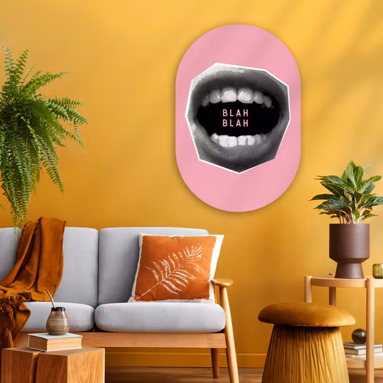 Muurovaal - Glas - Mond - BLAH BLAH - Roze — 3