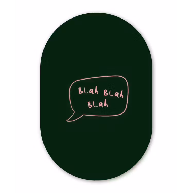 Muurovaal - Glas - Tekstwolkje - Donkergroen - BLAH BLAH BLAH — 1
