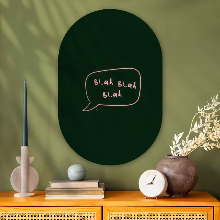 Muurovaal - Glas - Tekstwolkje - Donkergroen - BLAH BLAH BLAH — 2