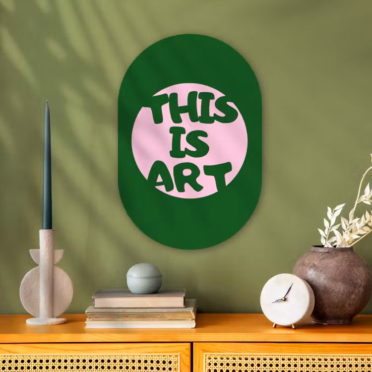 Muurovaal - Kunststof - Cirkel - Roze - Tekst - Art — 2