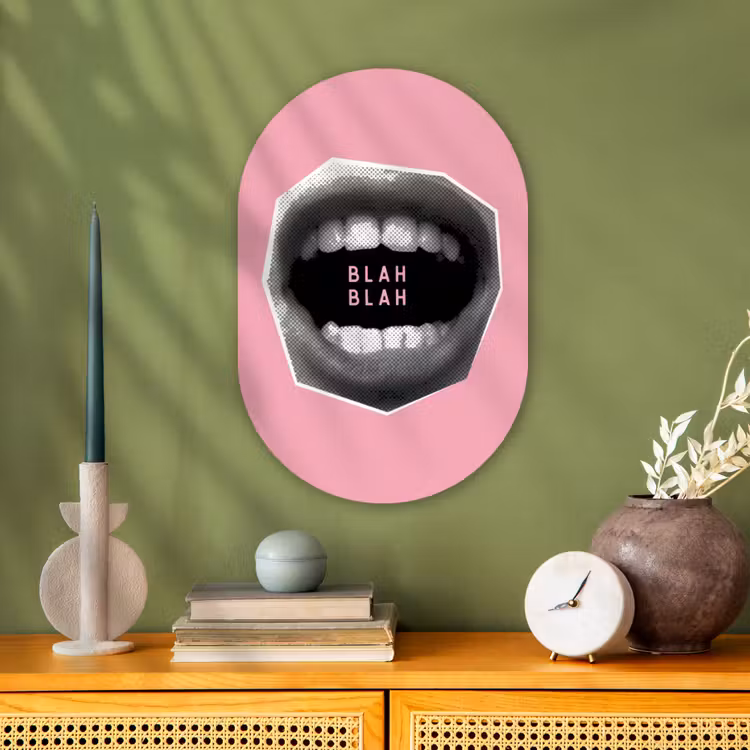 Muurovaal - Kunststof - Mond - BLAH BLAH - Roze — 2