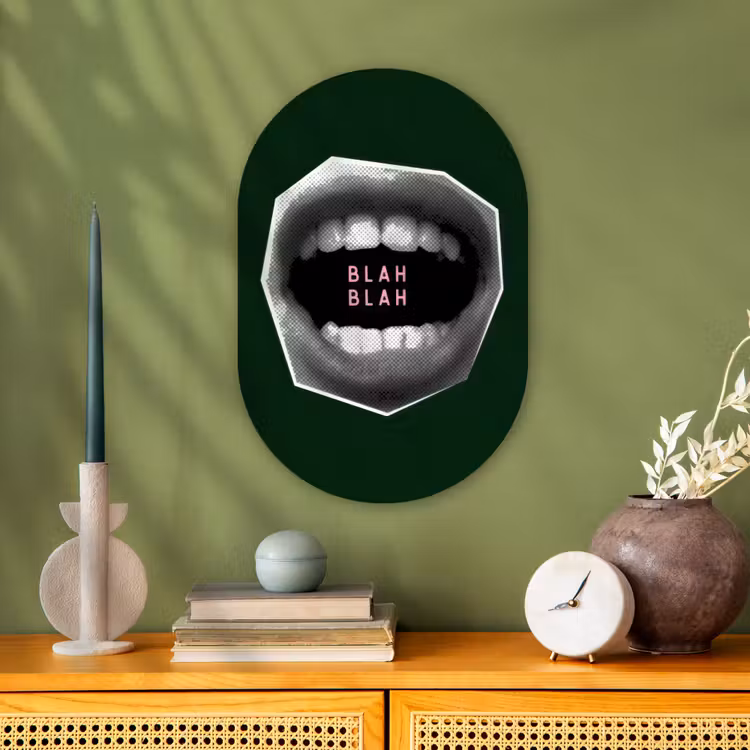 Muurovaal - Kunststof - Mond - Groen - Illustratie - BLAH BLAH — 2