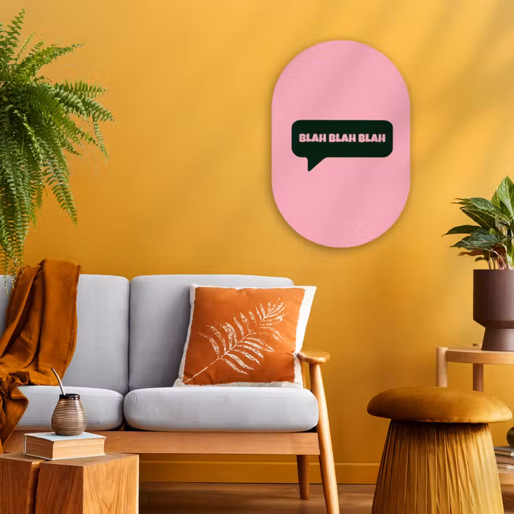 Muurovaal - Kunststof - Roze - Tekstwolk - Groen - BLAH BLAH BLAH — 2