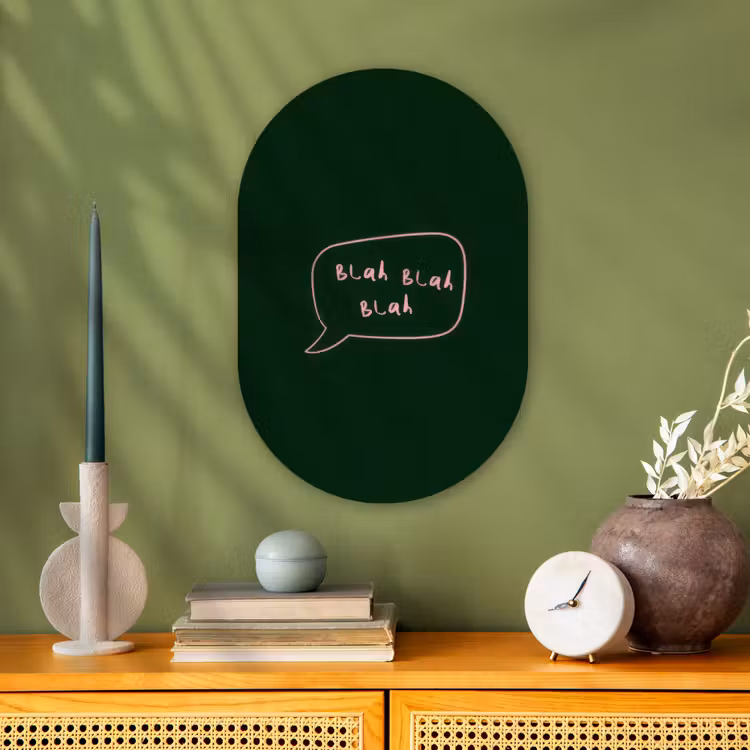 Muurovaal - Kunststof - Tekstwolkje - Donkergroen - BLAH BLAH BLAH — 2