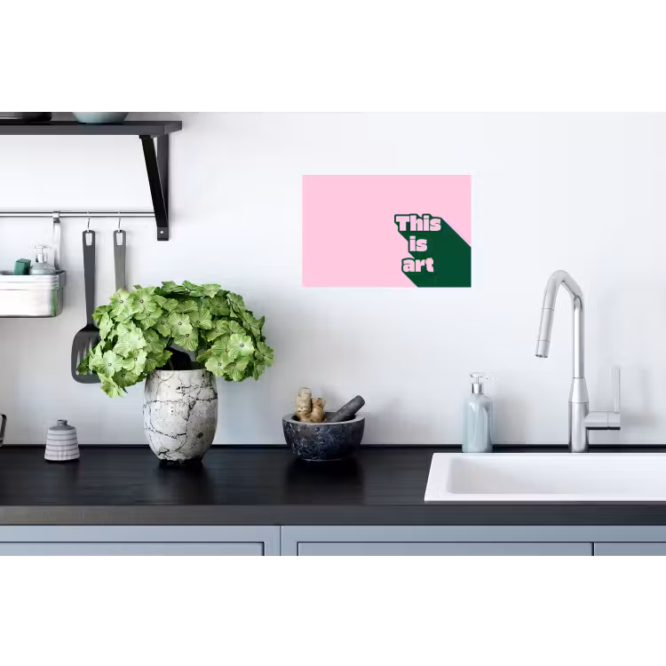 Muursticker - Groen - Tekst - This is art - Roze — 2