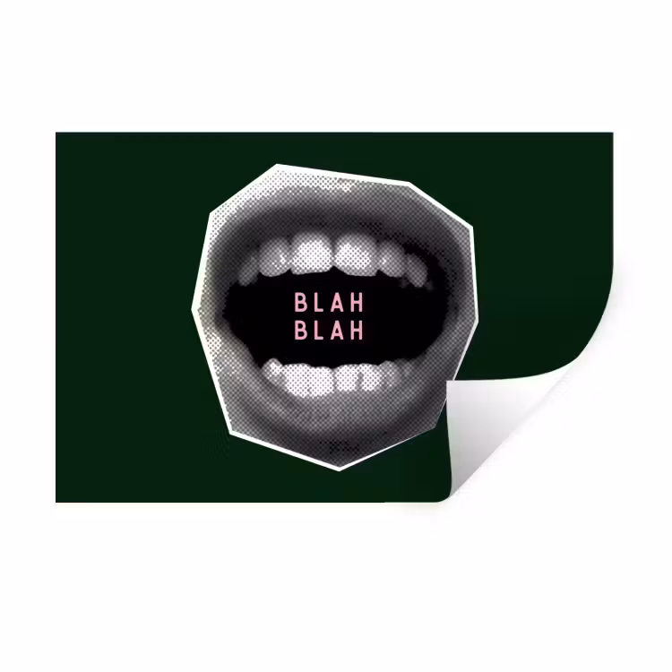Muursticker - Mond - Groen - Illustratie - BLAH BLAH — 1
