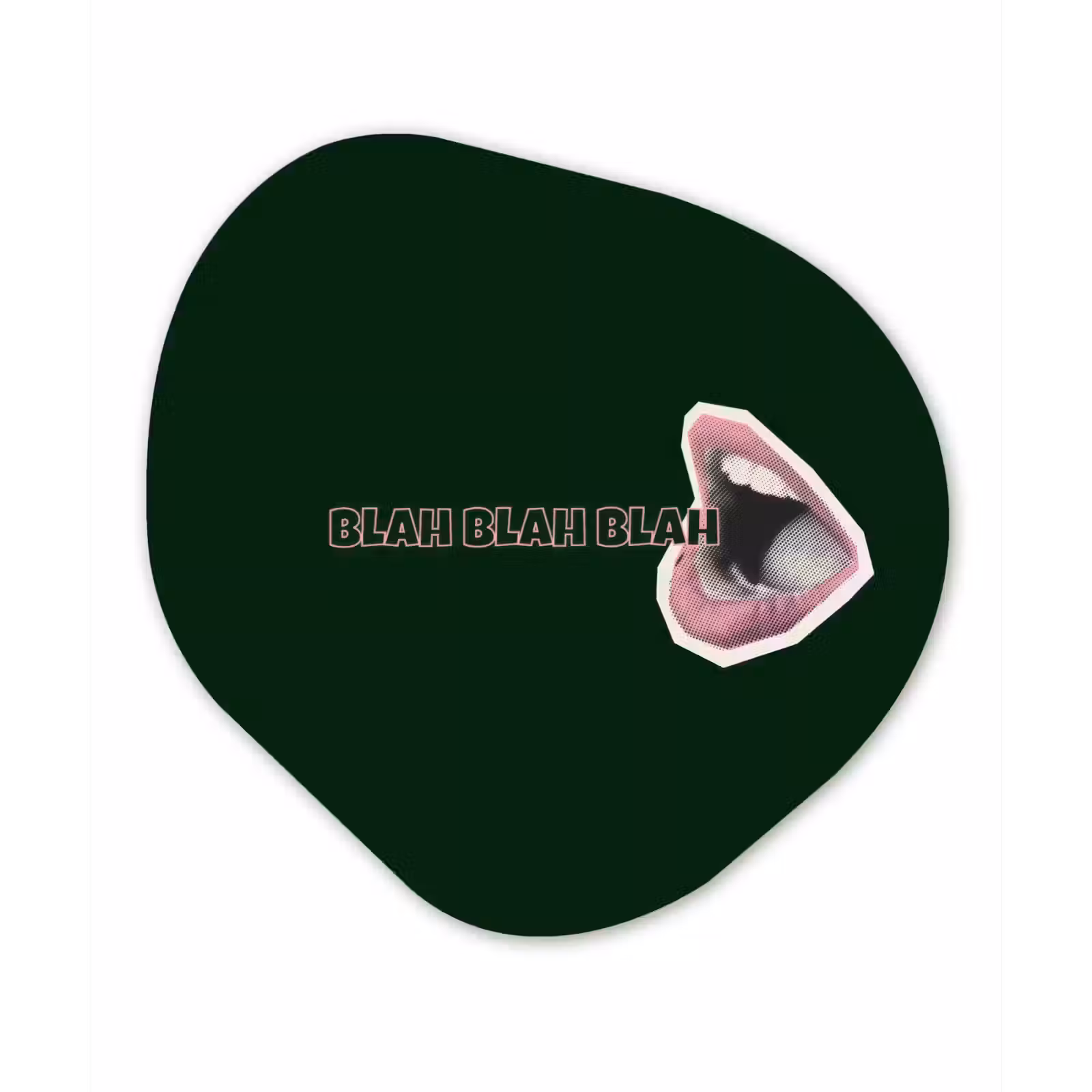 Organisch schilderij - Glas - BLAH BLAH BLAH - Mond - Groen — 1