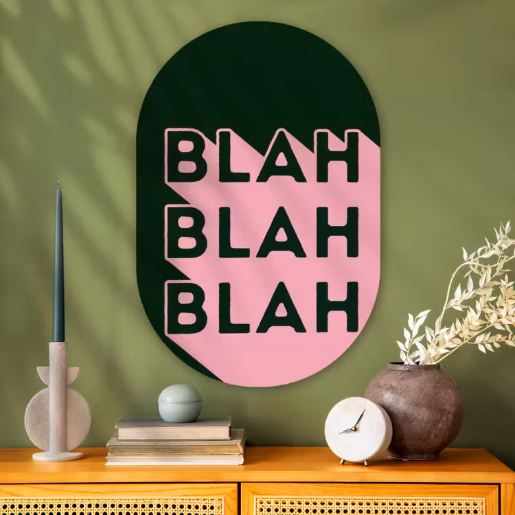 Muurovaal - Glas - Donkergroen - Tekst - Schaduw - Grafisch — 2