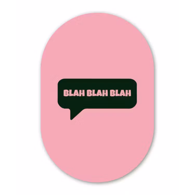 Muurovaal - Glas - Roze - Tekstwolk - Groen - BLAH BLAH BLAH — 1