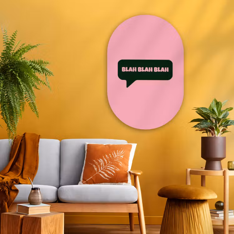 Muurovaal - Glas - Roze - Tekstwolk - Groen - BLAH BLAH BLAH — 3