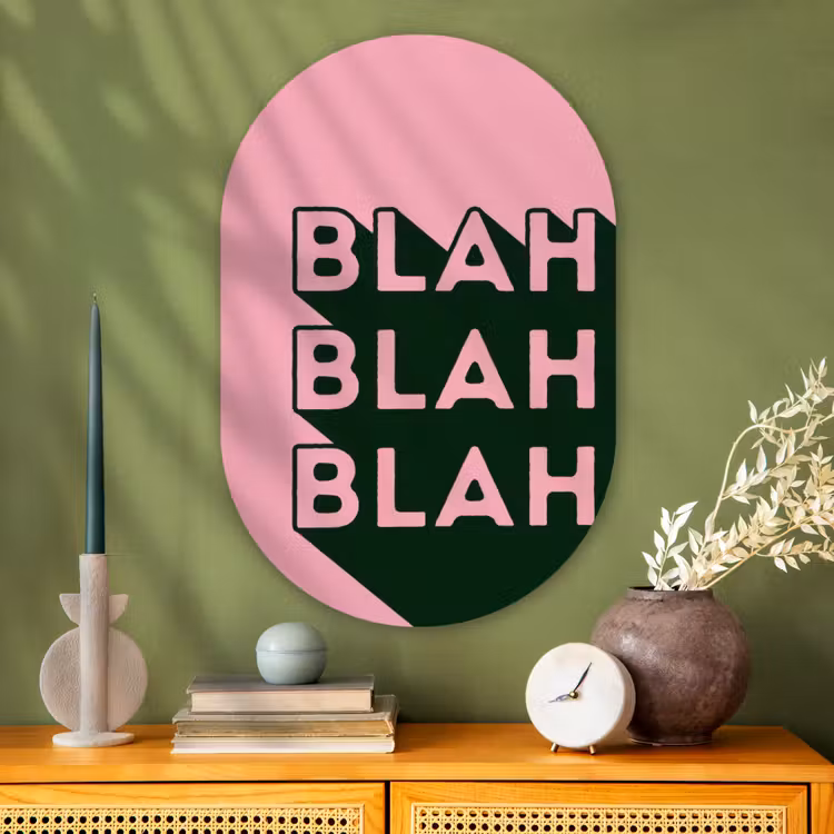 Muurovaal - Glas - Tekst - Grafisch - Groen - Schaduw — 2