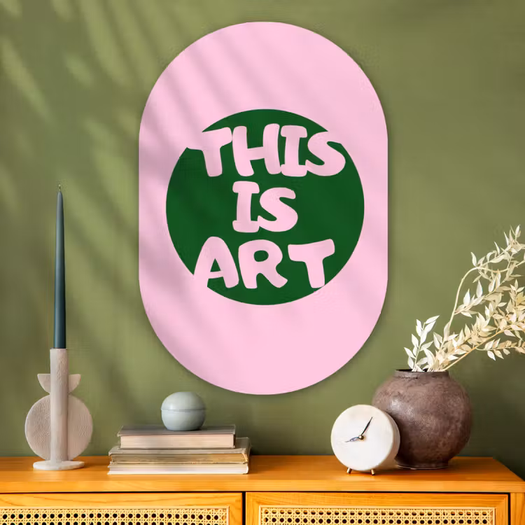 Muurovaal - Glas - This is art - Tekst - Cirkel - Groen — 2