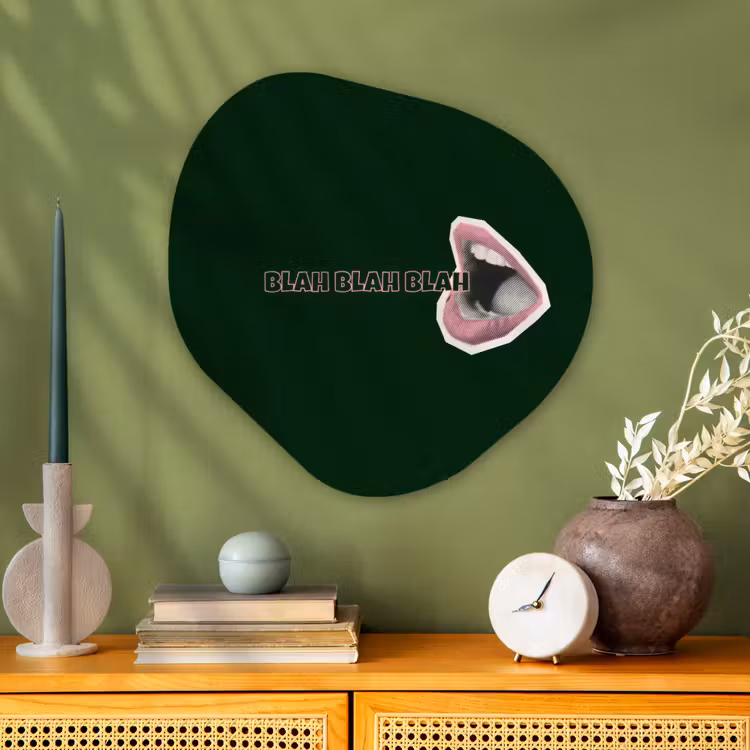 Organisch schilderij - Glas - BLAH BLAH BLAH - Mond - Groen — 2
