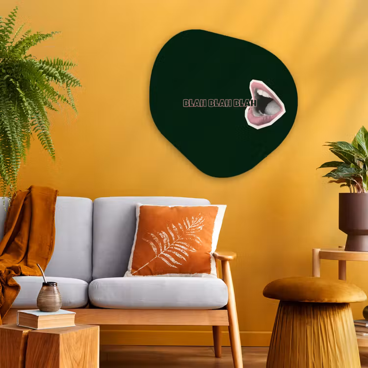 Organisch schilderij - Glas - BLAH BLAH BLAH - Mond - Groen — 3
