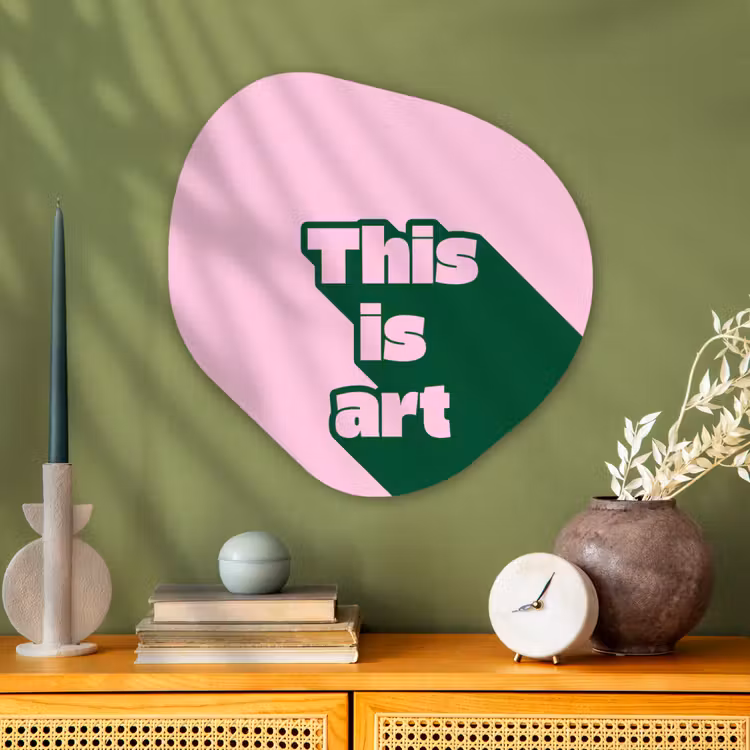 Organisch schilderij - Glas - Groen - Tekst - This is art - Roze — 2