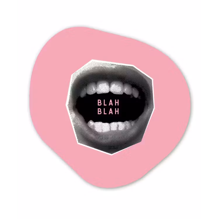 Organisch schilderij - Glas - Mond - BLAH BLAH - Roze — 1