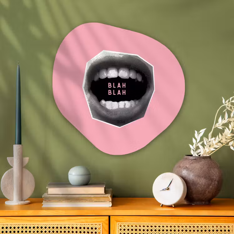 Organisch schilderij - Glas - Mond - BLAH BLAH - Roze — 2