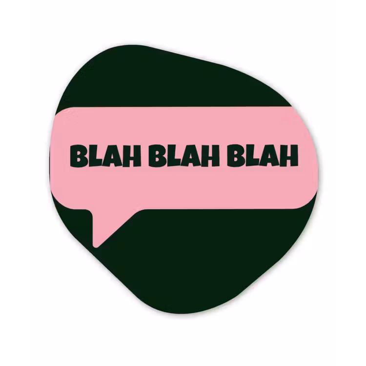 Organisch schilderij - Glas - Tekstwolk - BLAH BLAH BLAH - Roze — 1