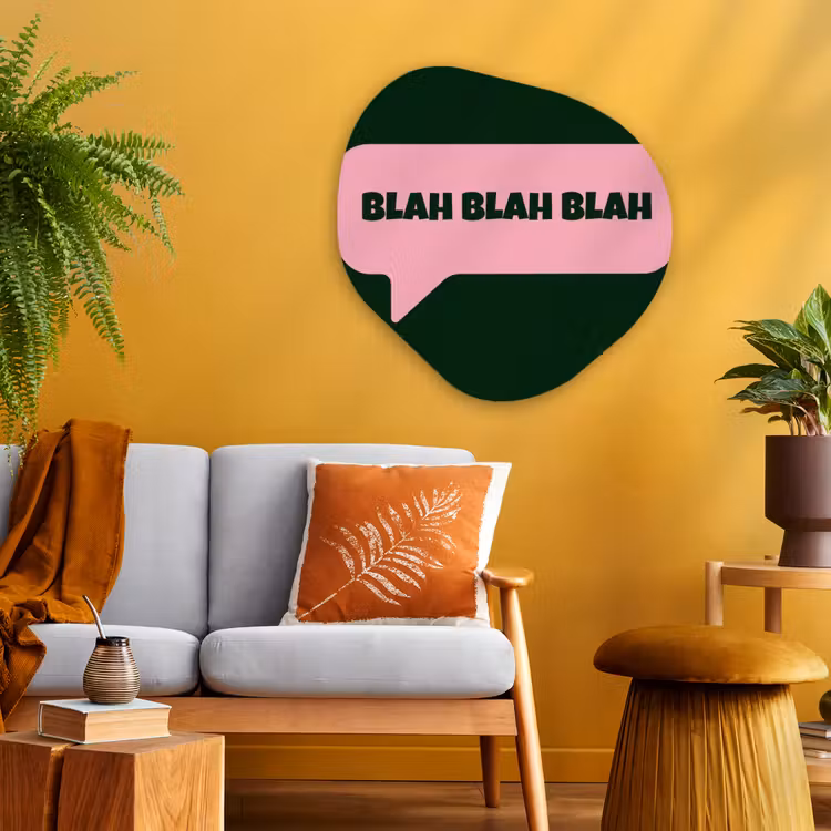 Organisch schilderij - Glas - Tekstwolk - BLAH BLAH BLAH - Roze — 3