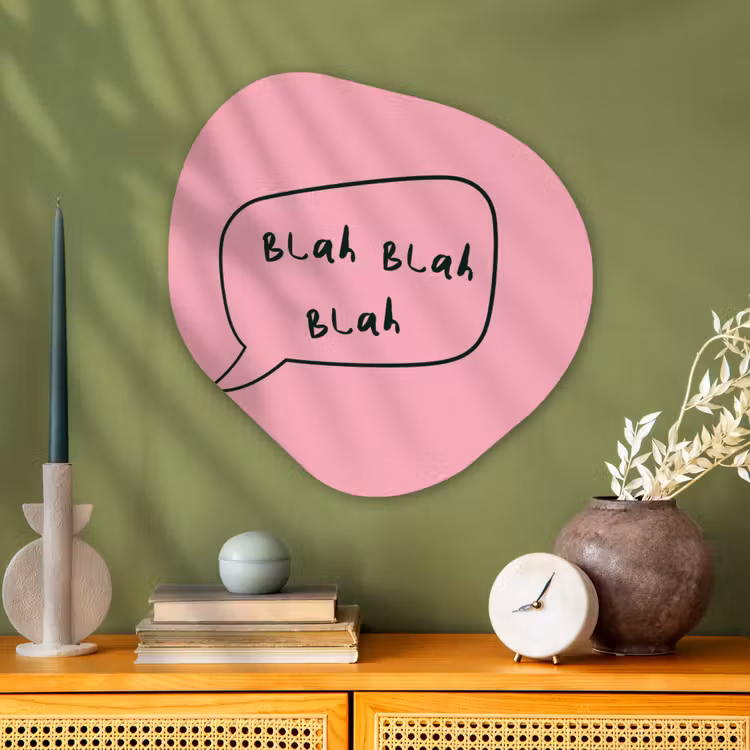 Organisch schilderij - Glas - Tekstwolkje - BLAH BLAH BLAH - Roze — 2