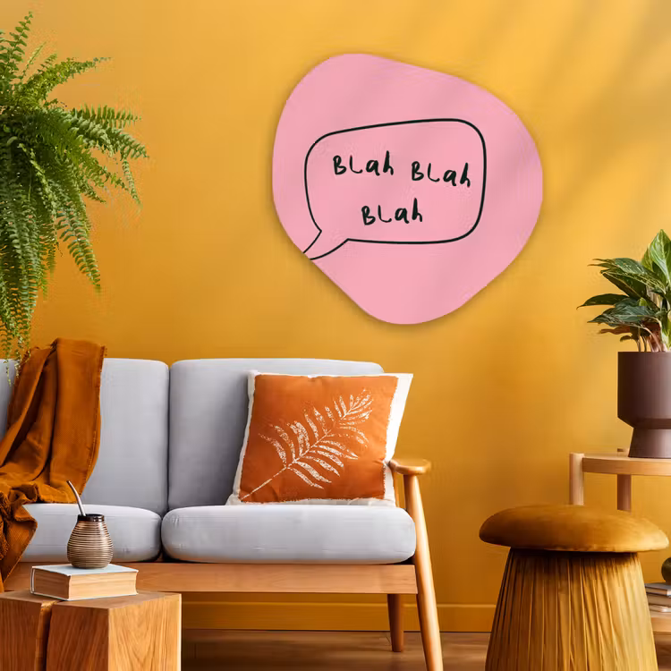 Organisch schilderij - Glas - Tekstwolkje - BLAH BLAH BLAH - Roze — 3