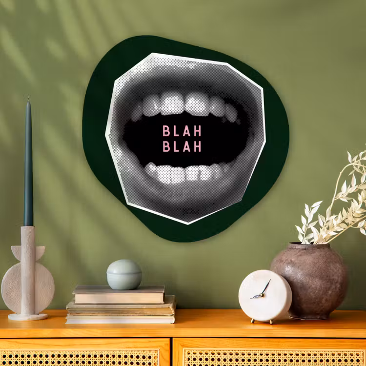 Organisch schilderij - Glas - Mond - Groen - Illustratie - BLAH BLAH — 2