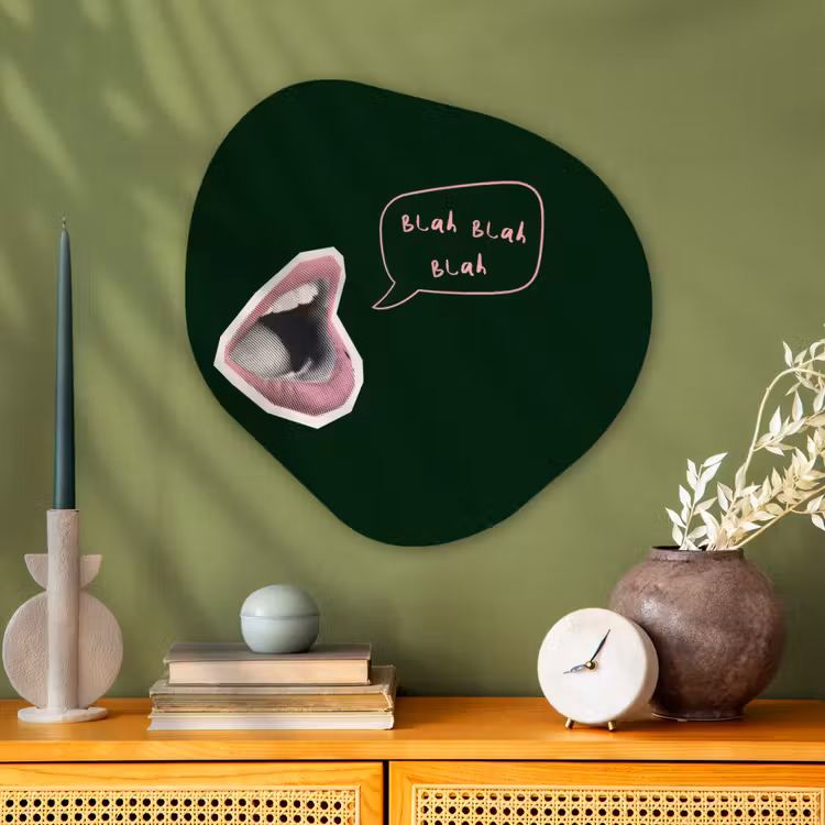 Organische schilderij - Aluminium - Illustratie - Mond - Donkergroen - Tekstwolkje — 2