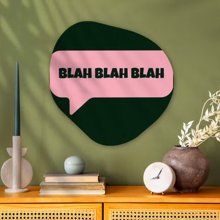 Organische schilderij - Aluminium - Tekstwolk - BLAH BLAH BLAH - Roze — 2