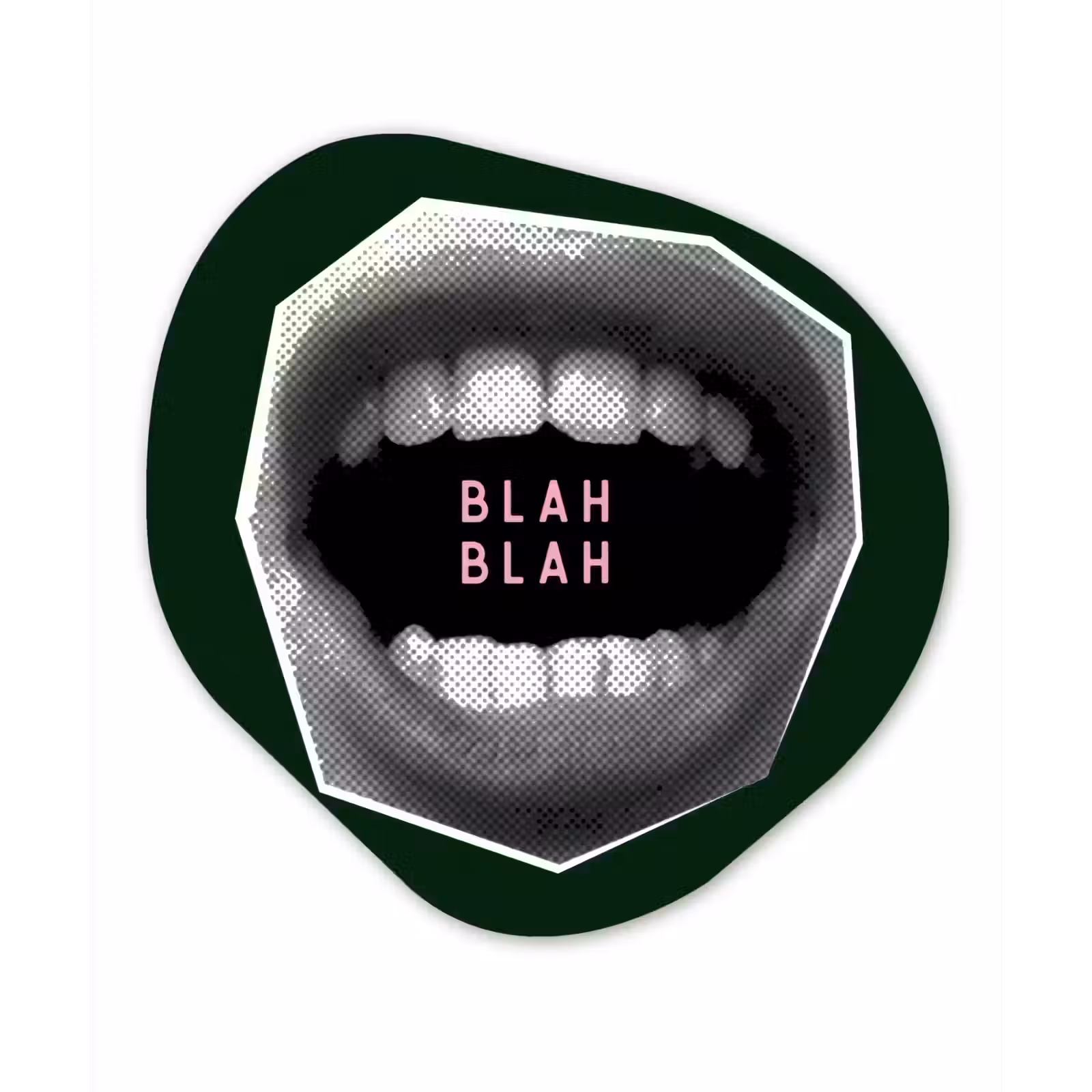 Organisch schilderij - Forex - Mond - Groen - Illustratie - BLAH BLAH — 1