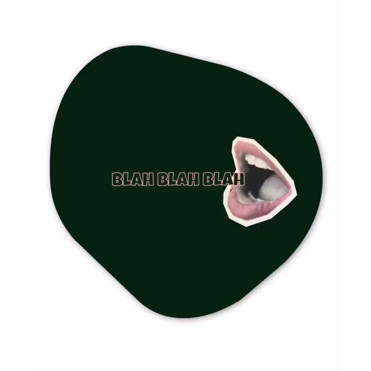 Organisch schilderij - Forex - BLAH BLAH BLAH - Mond - Groen — 1
