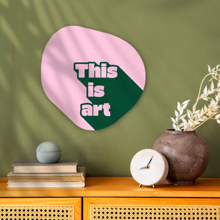 Organisch schilderij - Forex - Groen - Tekst - This is art - Roze — 2