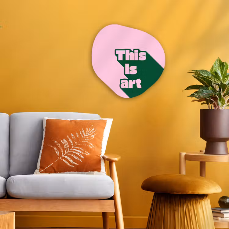Organisch schilderij - Forex - Groen - Tekst - This is art - Roze — 3