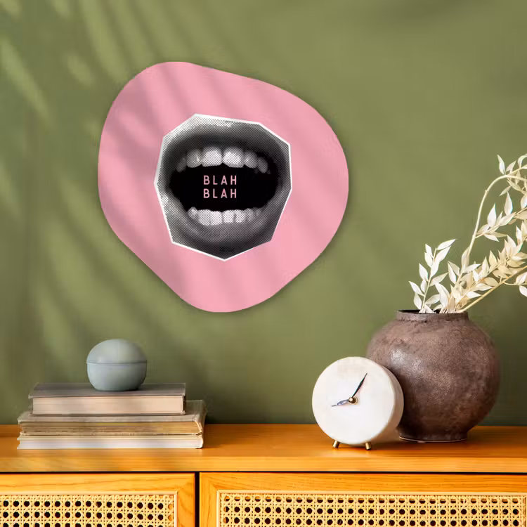 Organisch schilderij - Forex - Mond - BLAH BLAH - Roze — 2
