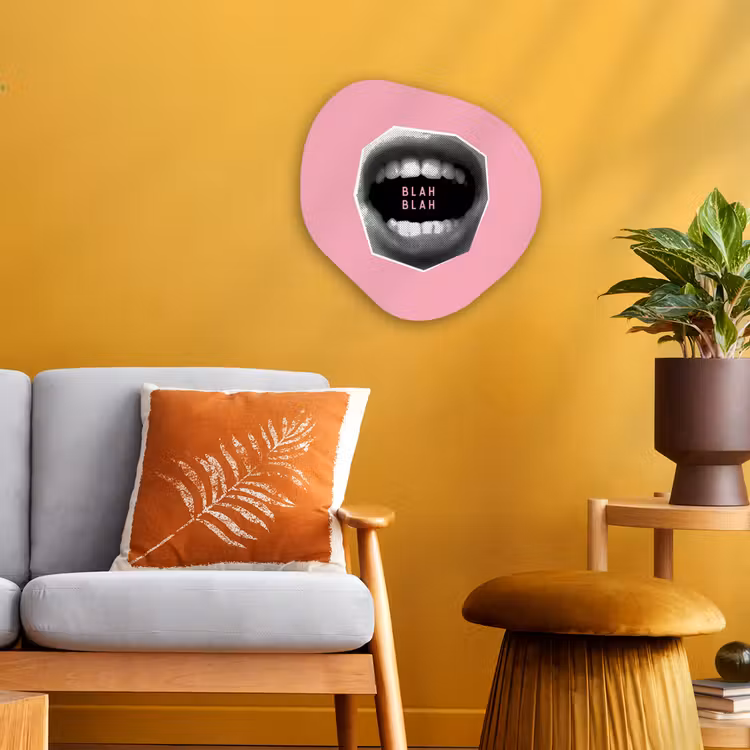 Organisch schilderij - Forex - Mond - BLAH BLAH - Roze — 3