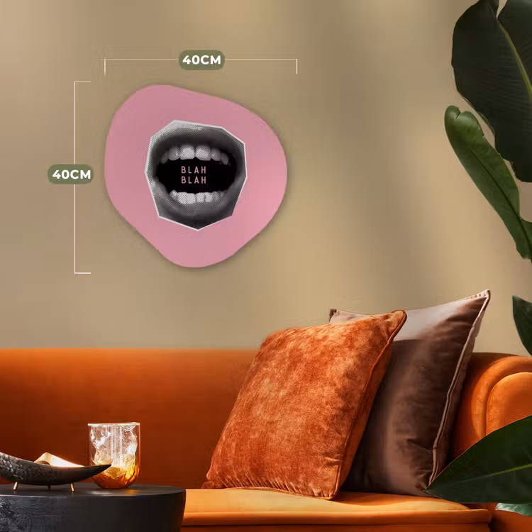 Organisch schilderij - Forex - Mond - BLAH BLAH - Roze — 4