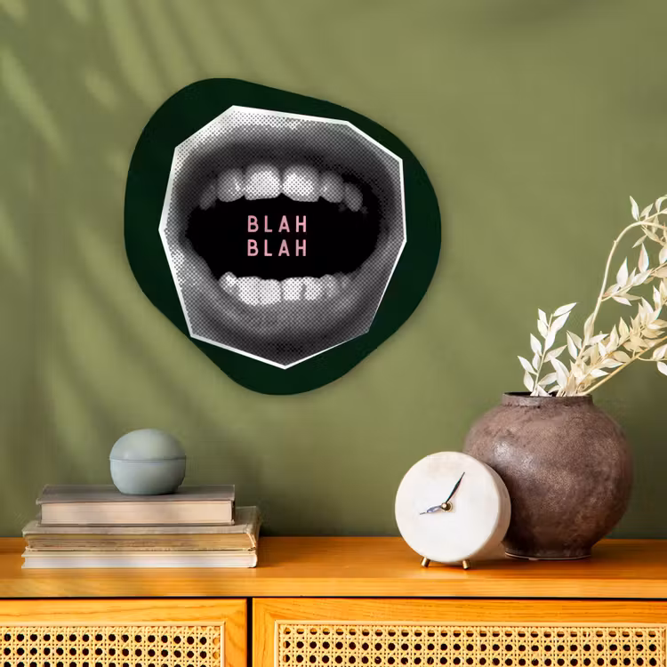 Organisch schilderij - Forex - Mond - Groen - Illustratie - BLAH BLAH — 2