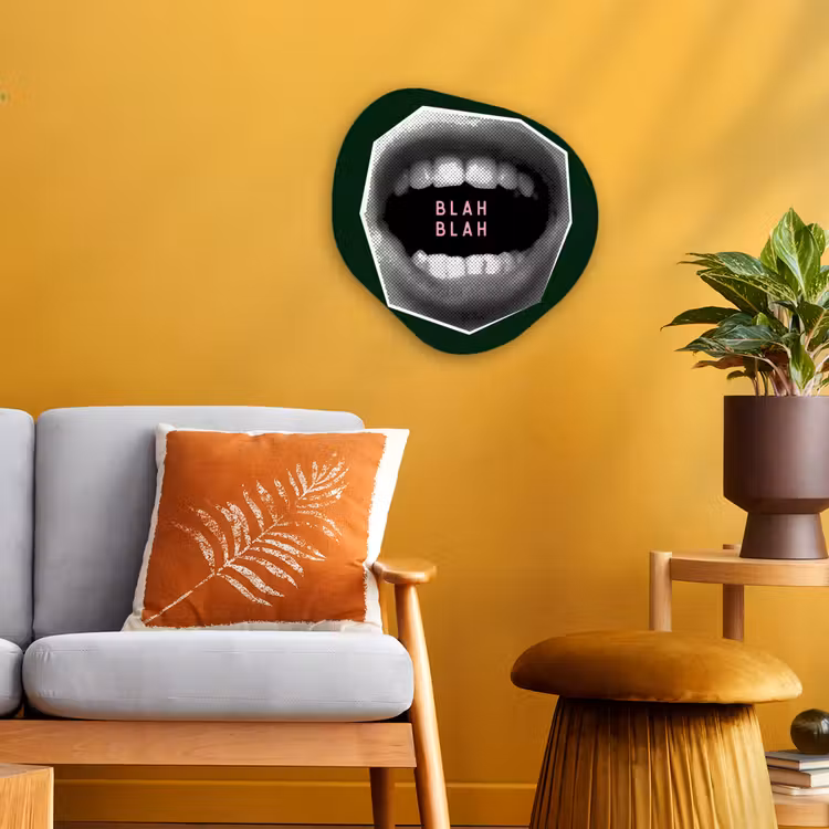 Organisch schilderij - Forex - Mond - Groen - Illustratie - BLAH BLAH — 3