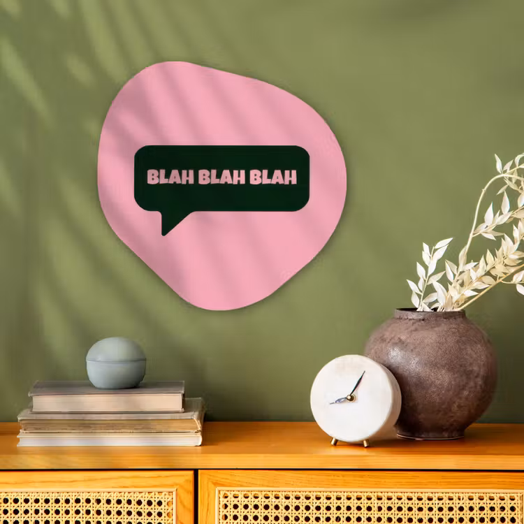 Organisch schilderij - Forex - Roze - Tekstwolk - Groen - BLAH BLAH BLAH — 2