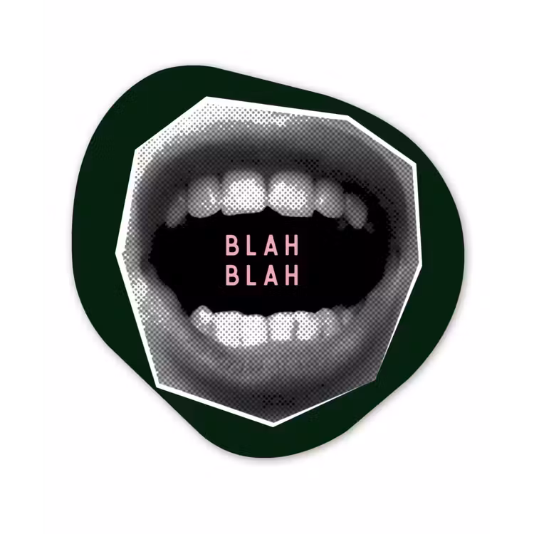 Organische schilderij - Aluminium - Mond - Groen - Illustratie - BLAH BLAH — 1