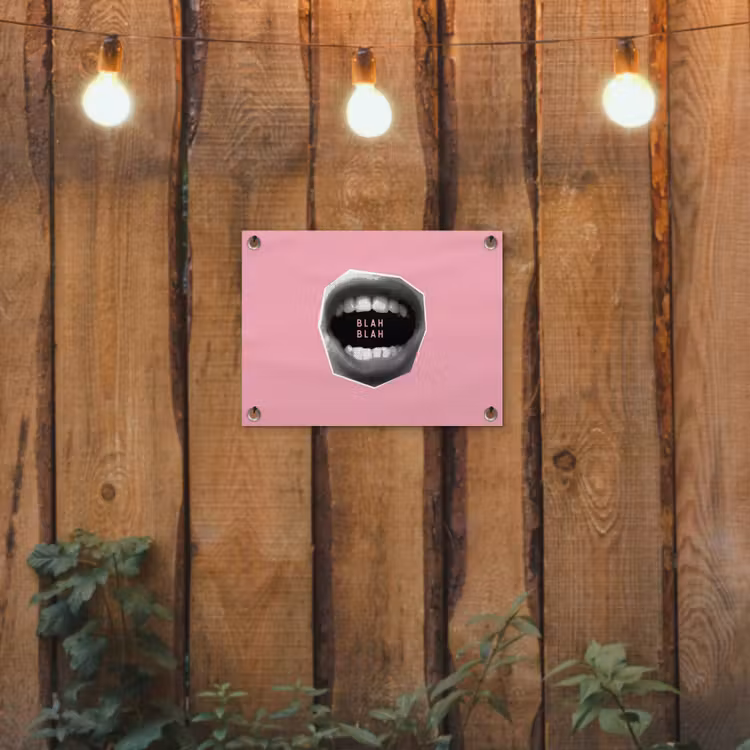 Tuinposter - Mond - BLAH BLAH - Roze — 2