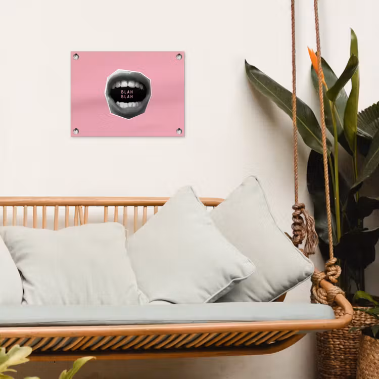 Tuinposter - Mond - BLAH BLAH - Roze — 5