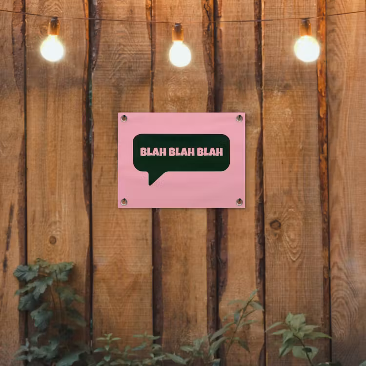 Tuinposter - Roze - Tekstwolk - Groen - BLAH BLAH BLAH — 2