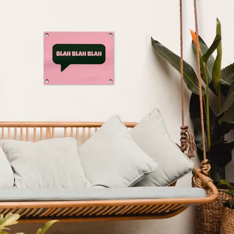 Tuinposter - Roze - Tekstwolk - Groen - BLAH BLAH BLAH — 5