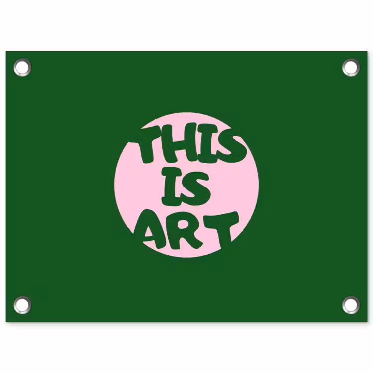 Tuinposter - Cirkel - Roze - Tekst - Art — 1